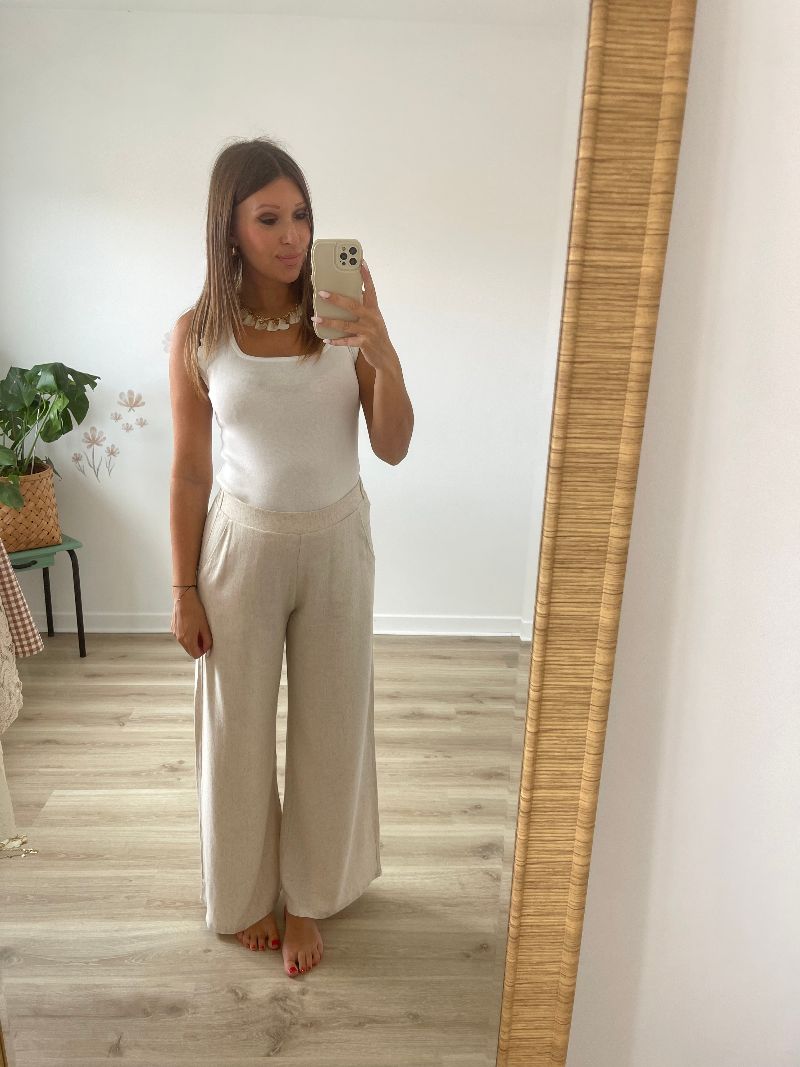 MARIUS - Pantalon beige en lin