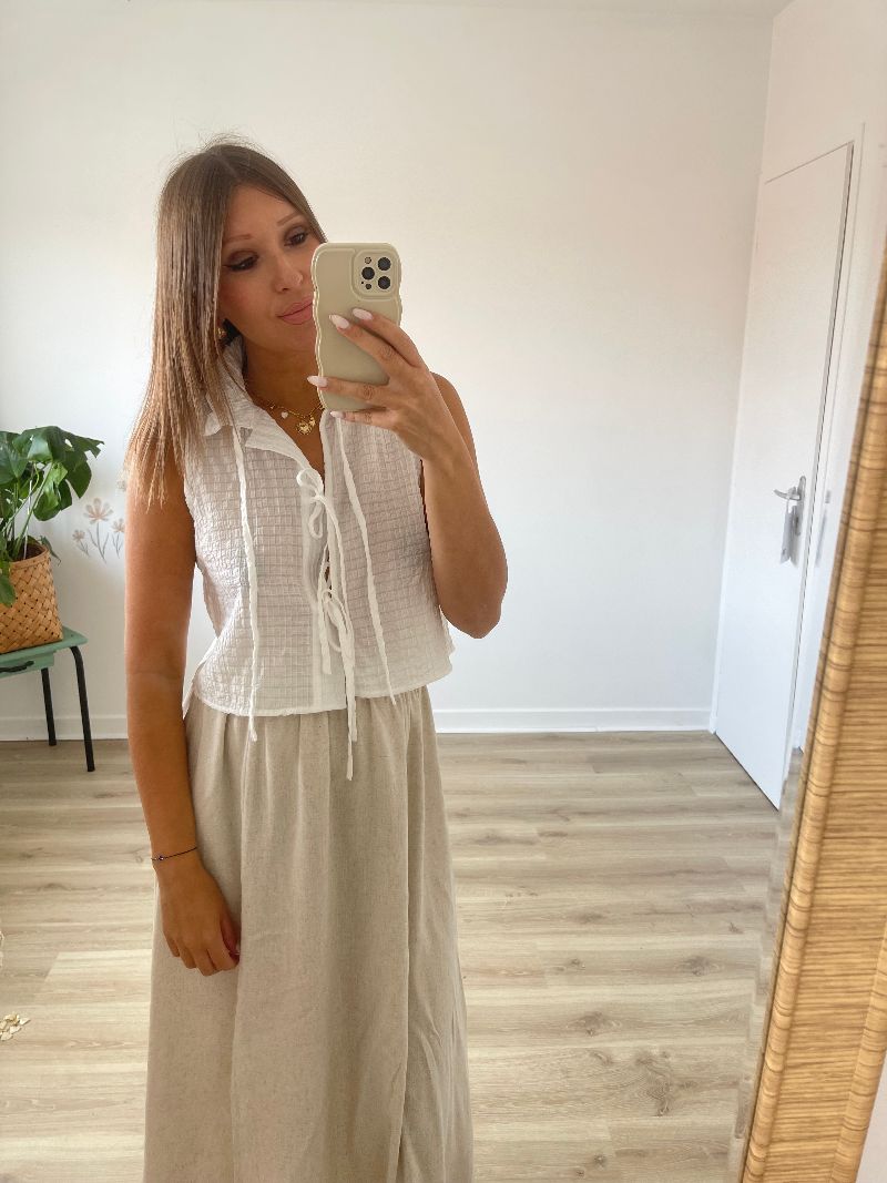 BRUNE - Jupe beige en lin