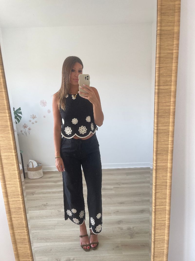 OSCAR - Pantalon noir brodé