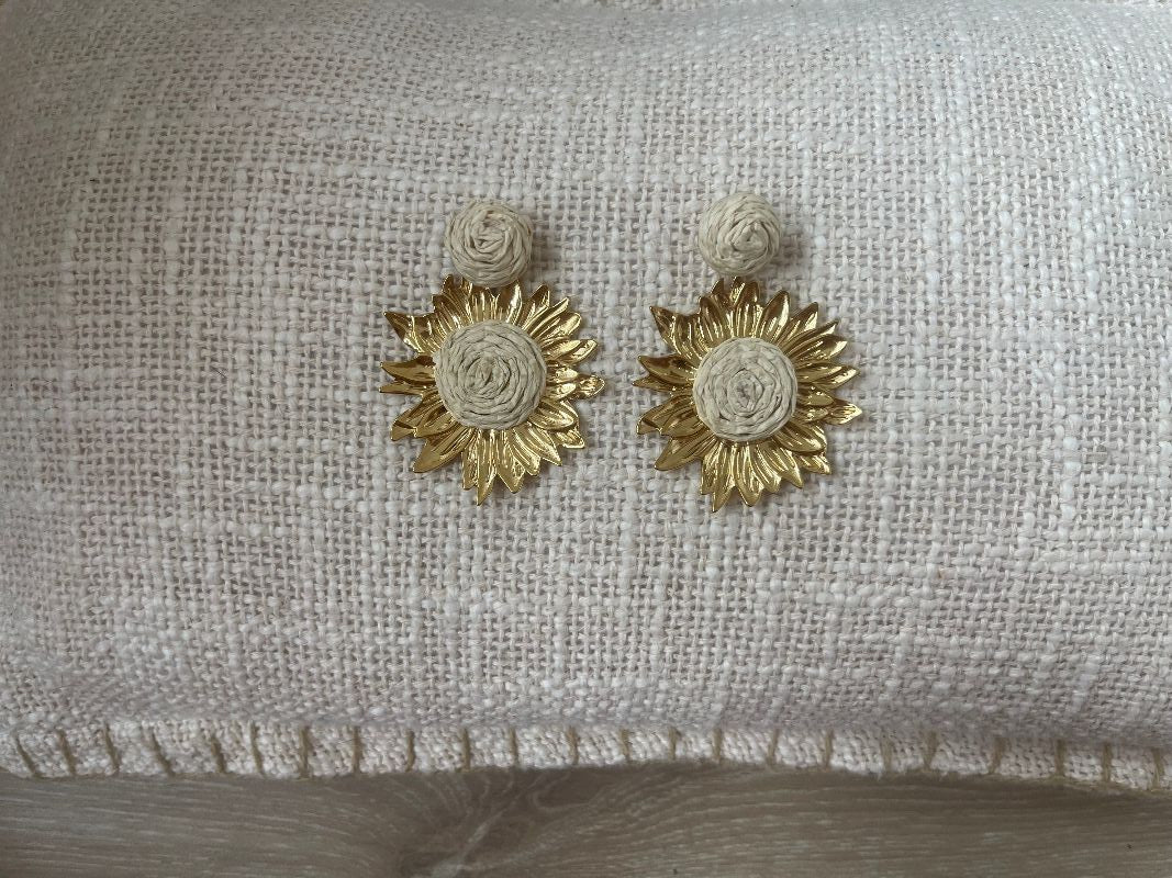 Boucles d'oreilles raphia soleil