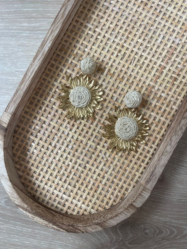 Boucles d'oreilles raphia soleil