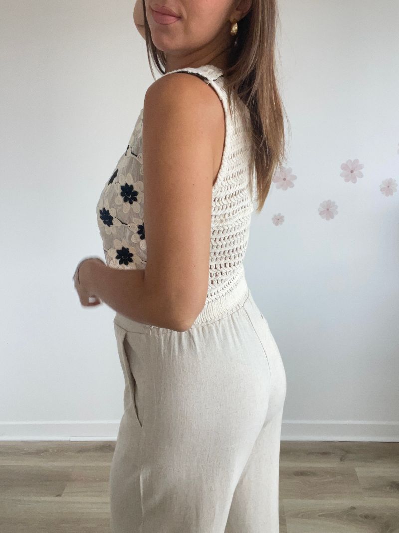 LEO - Gilet sans manches crochet à fleurs