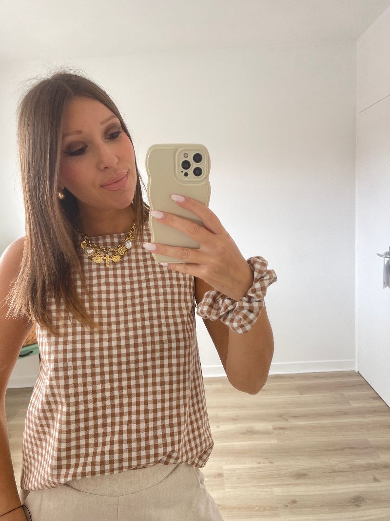 LEONIE - Blouse vichy avec son chouchou