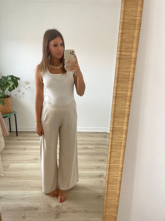 MARIUS - Pantalon beige en lin