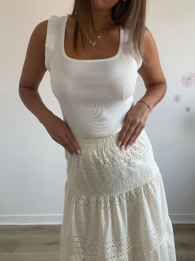 ANNA - Jupe beige à dentelle