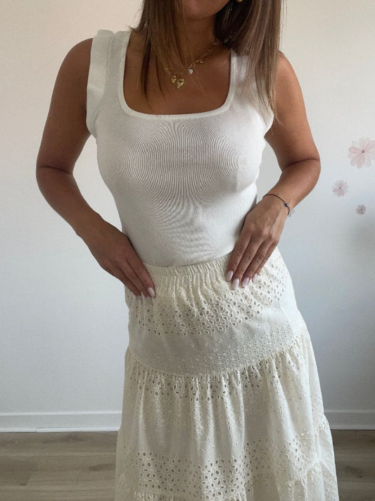 ANNA - Jupe beige à dentelle