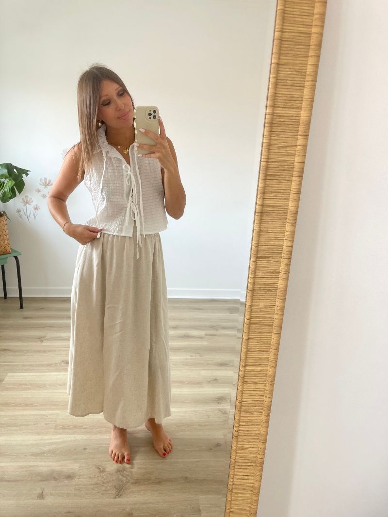 BRUNE - Jupe beige en lin