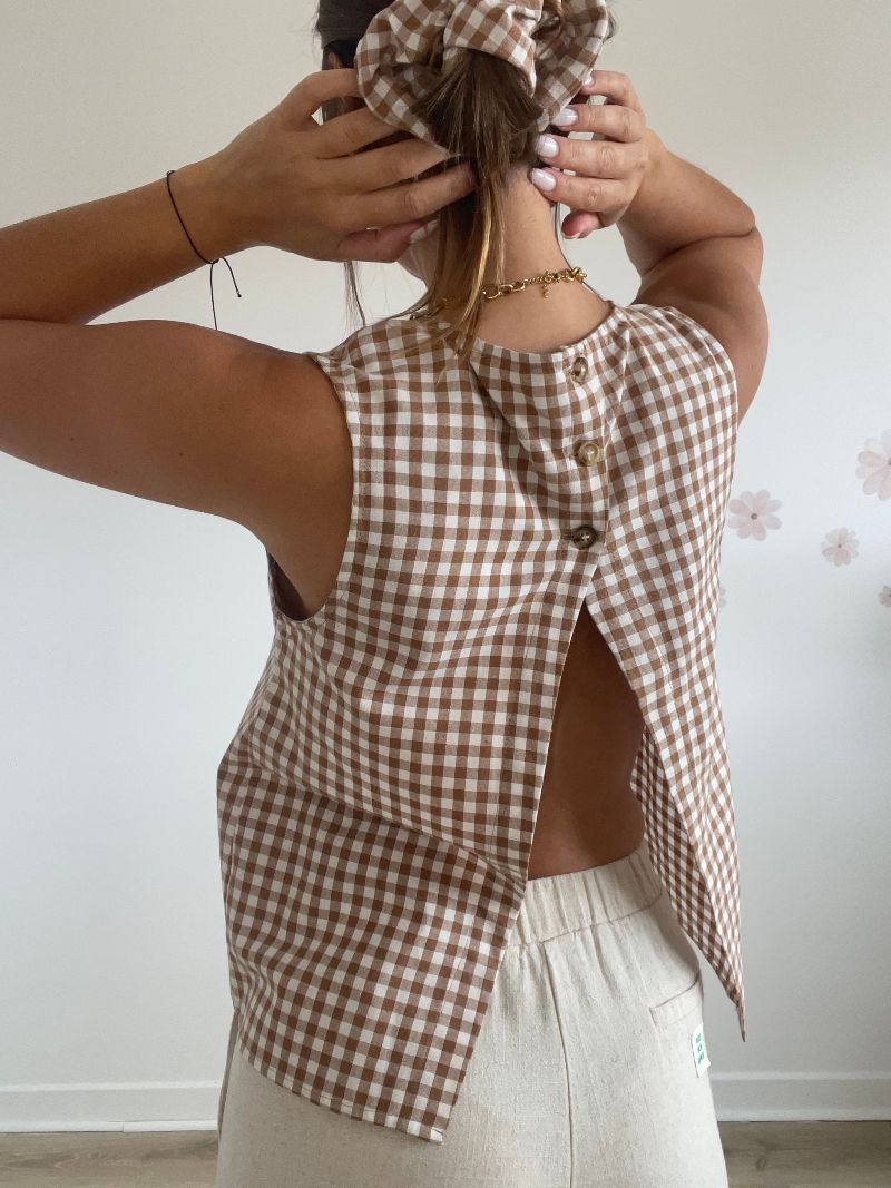 LEONIE - Blouse vichy avec son chouchou