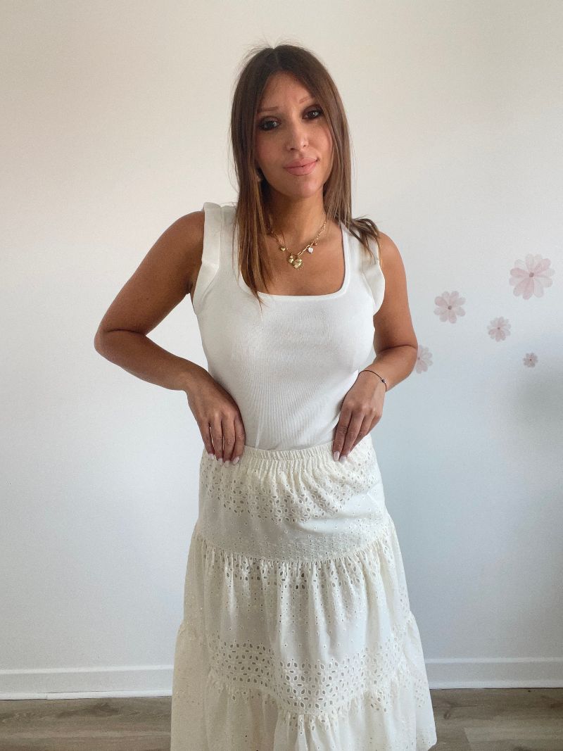 ANNA - Jupe beige à dentelle