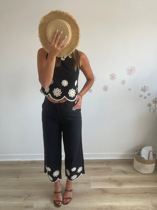 OSCAR - Pantalon noir brodé