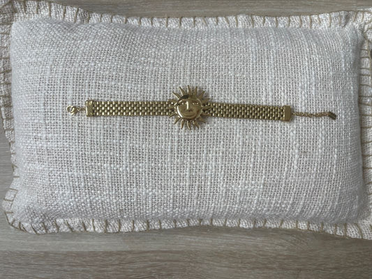 Bracelet soleil, maille dorée