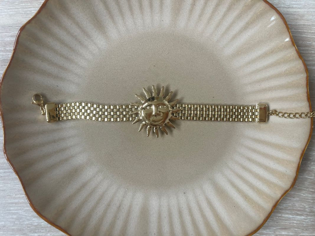 Bracelet soleil, maille dorée