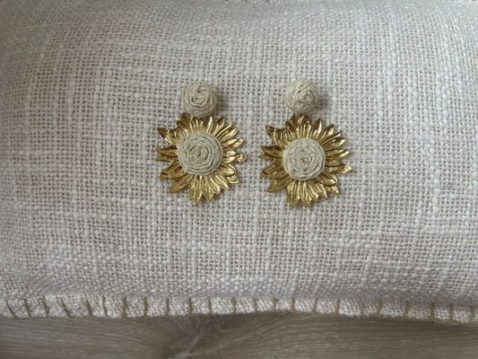 Boucles d'oreilles raphia soleil