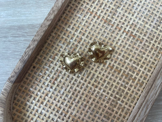 Boucles d'oreilles cœur martelé doré
